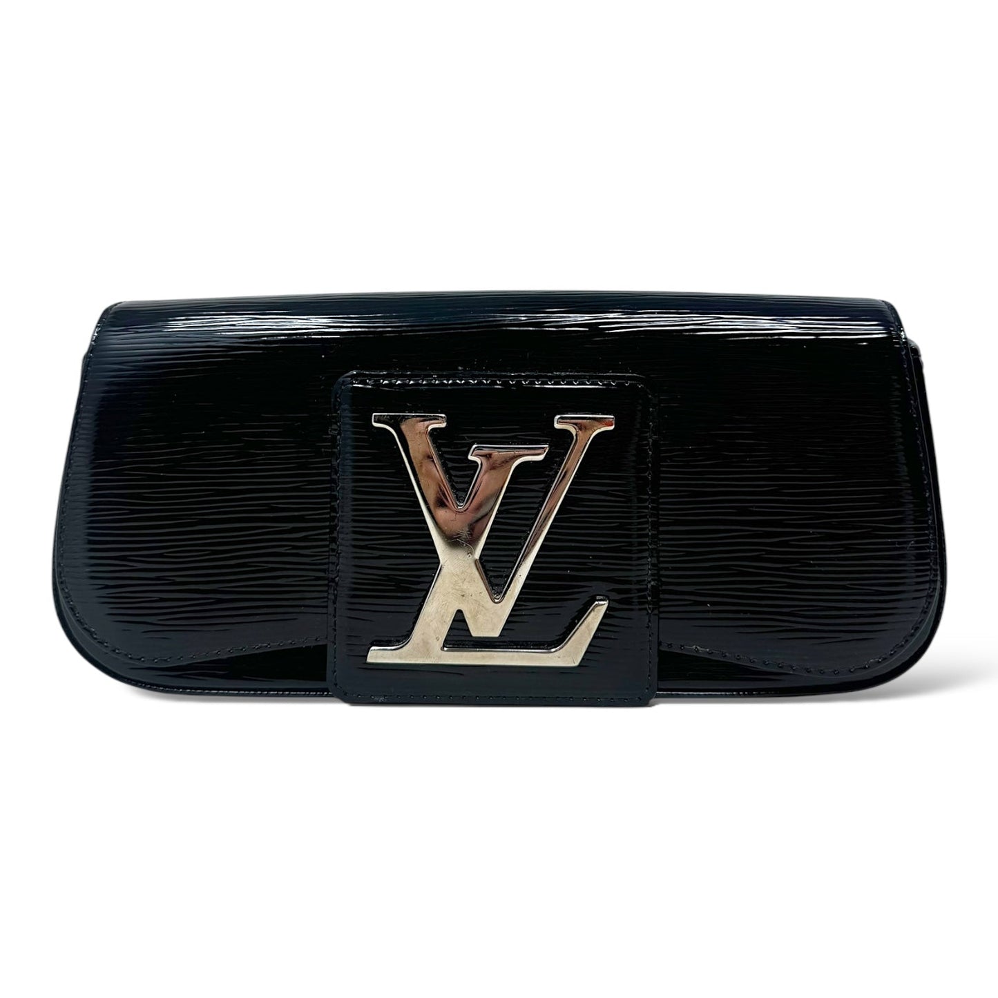 Epi Electric Sobi Embossed Patent Leather Clutch Luxury Designer By Louis Vuitton, Size: Large