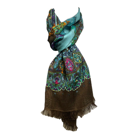 Embroidered Wool Scarf Long By Peruvian Connection