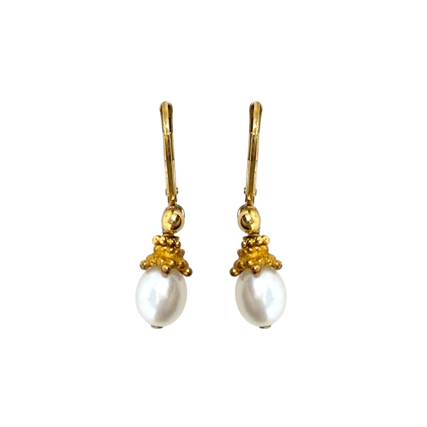 14k Gold Filled Pearl Dangle Earrings By Unbranded