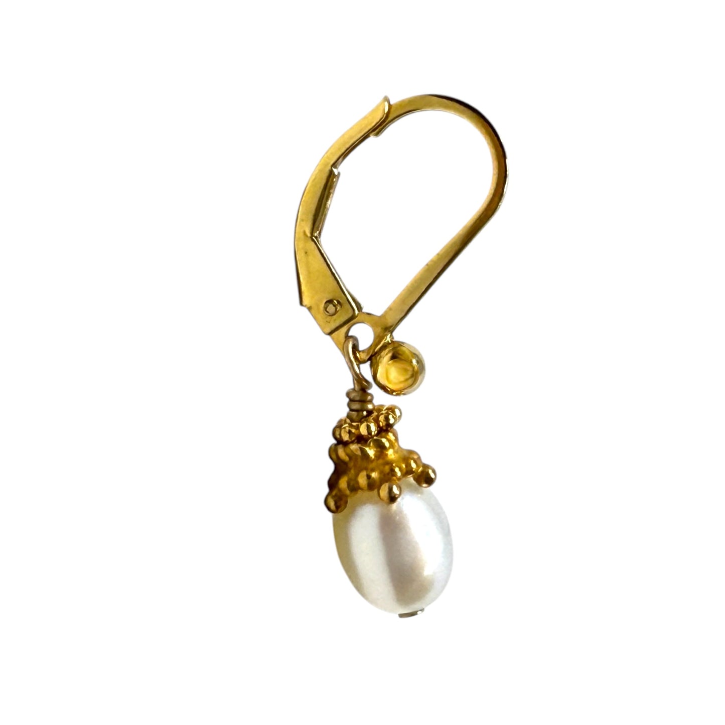 14k Gold Filled Pearl Dangle Earrings By Unbranded