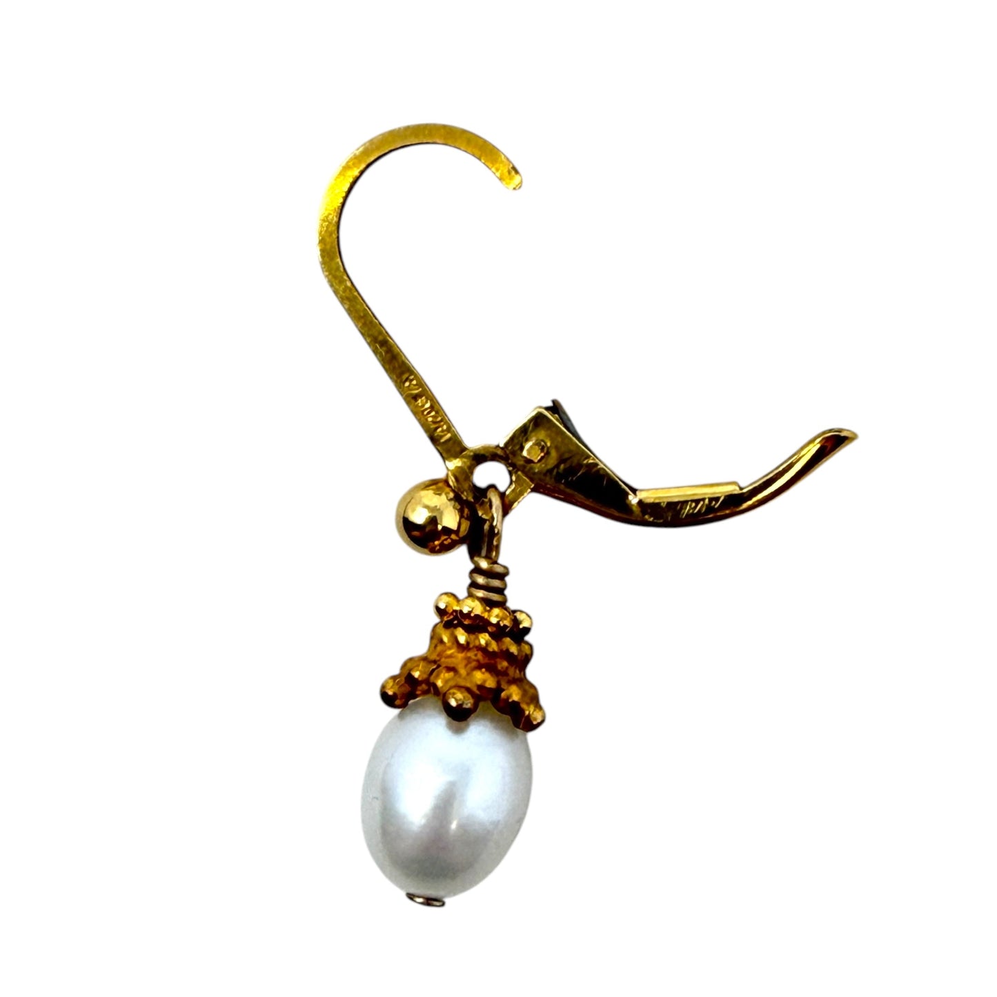 14k Gold Filled Pearl Dangle Earrings By Unbranded