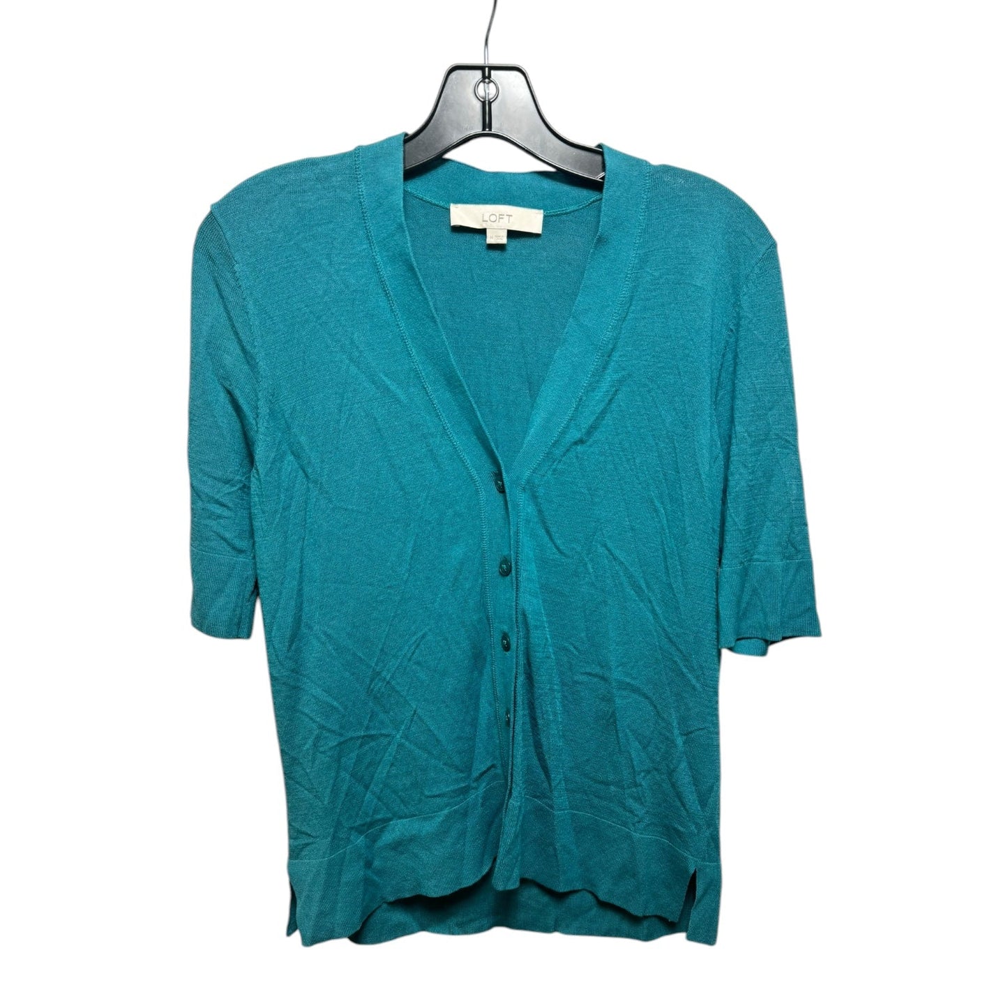 Sweater Cardigan By Loft In Teal, Size: M