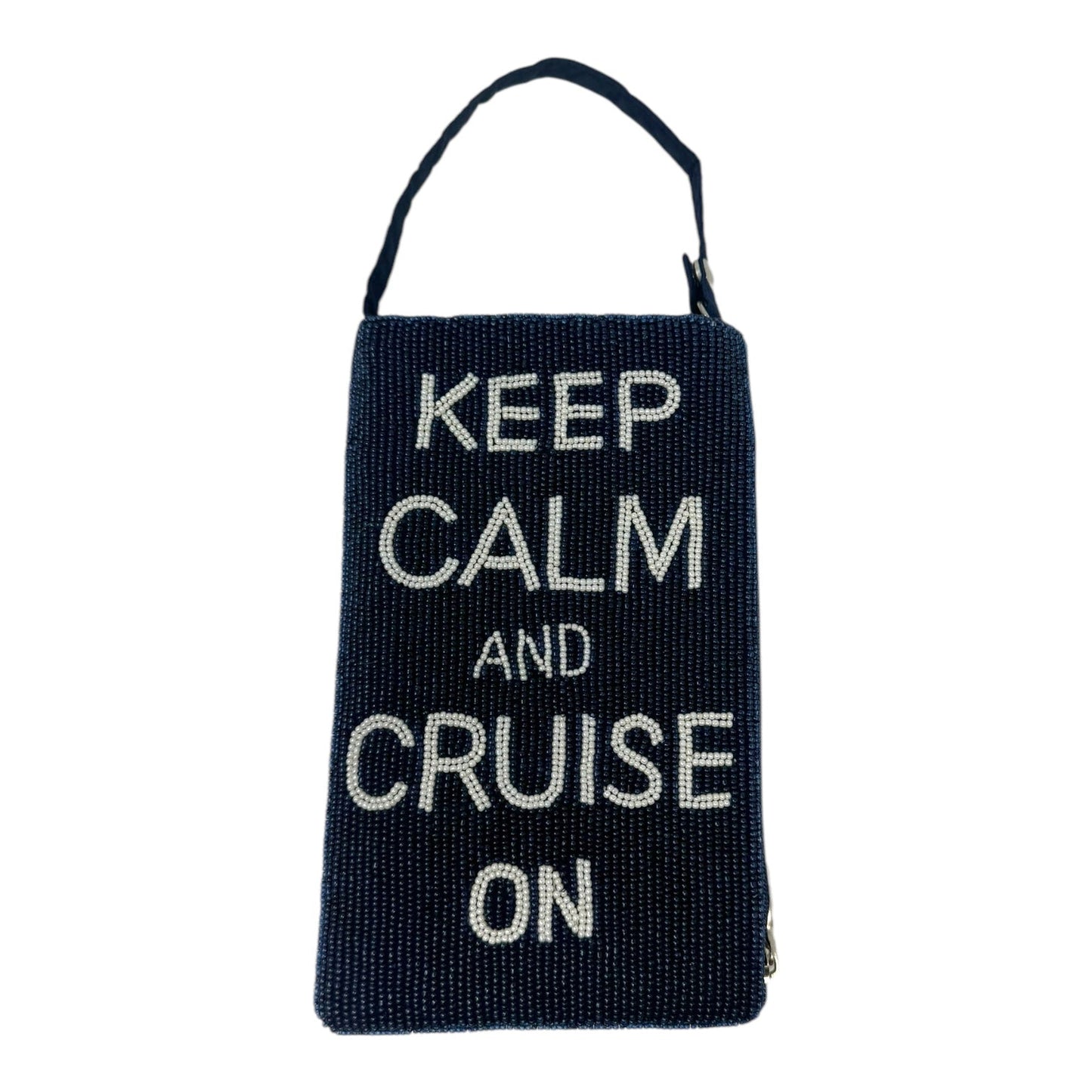 Beaded Keep Calm Club Bag By Bamboo Trading Company, Size: Small