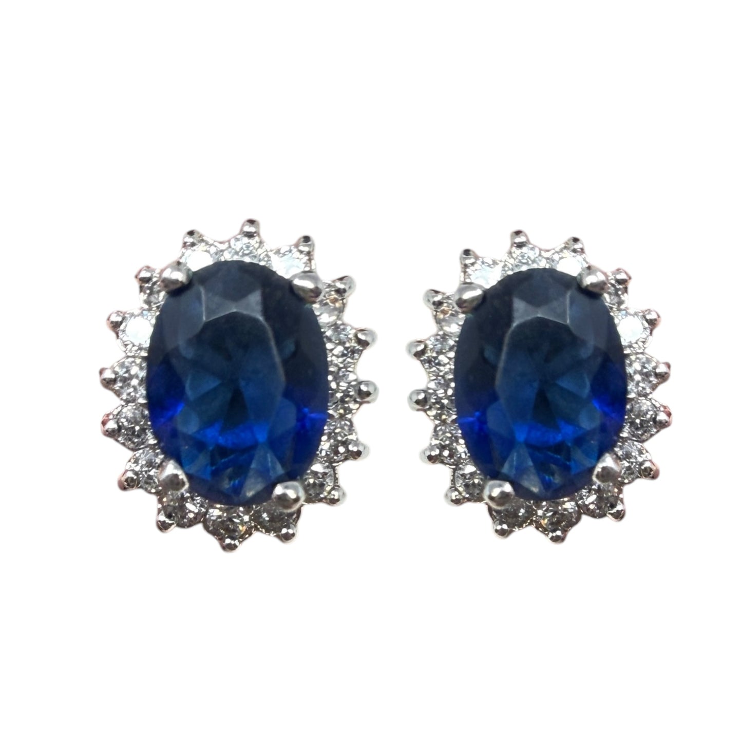 Blue CZ Stone Stud Earrings By Unbranded