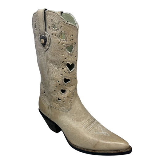 Heart Cutout Boots Western By Durango In Cream, Size: 8.5