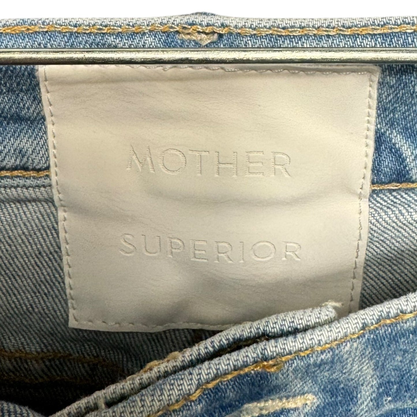 Distressed Jeans Skinny By Mother Jeans In Blue Denim, Size: 4