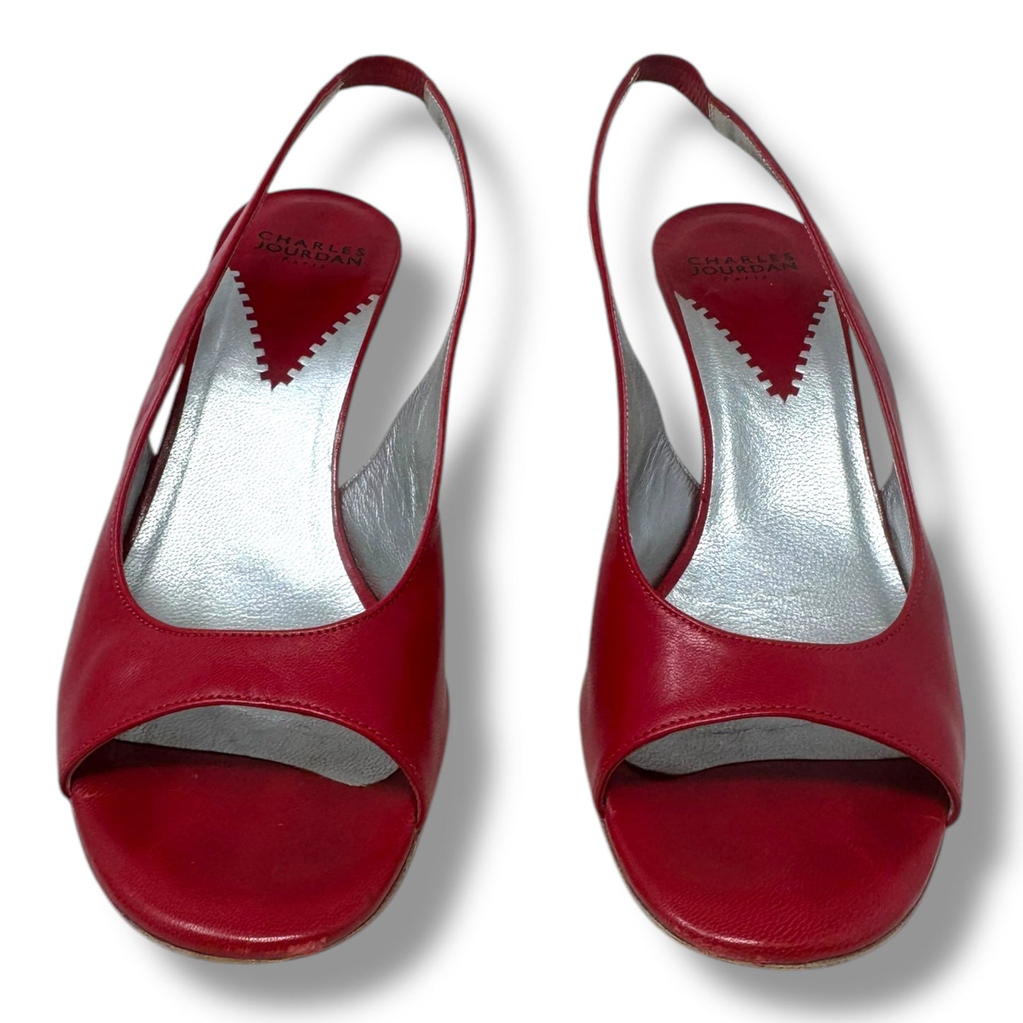 Kidglass Craie Slingback Pumps By Charles Jourdan Paris In Red, Size: 8