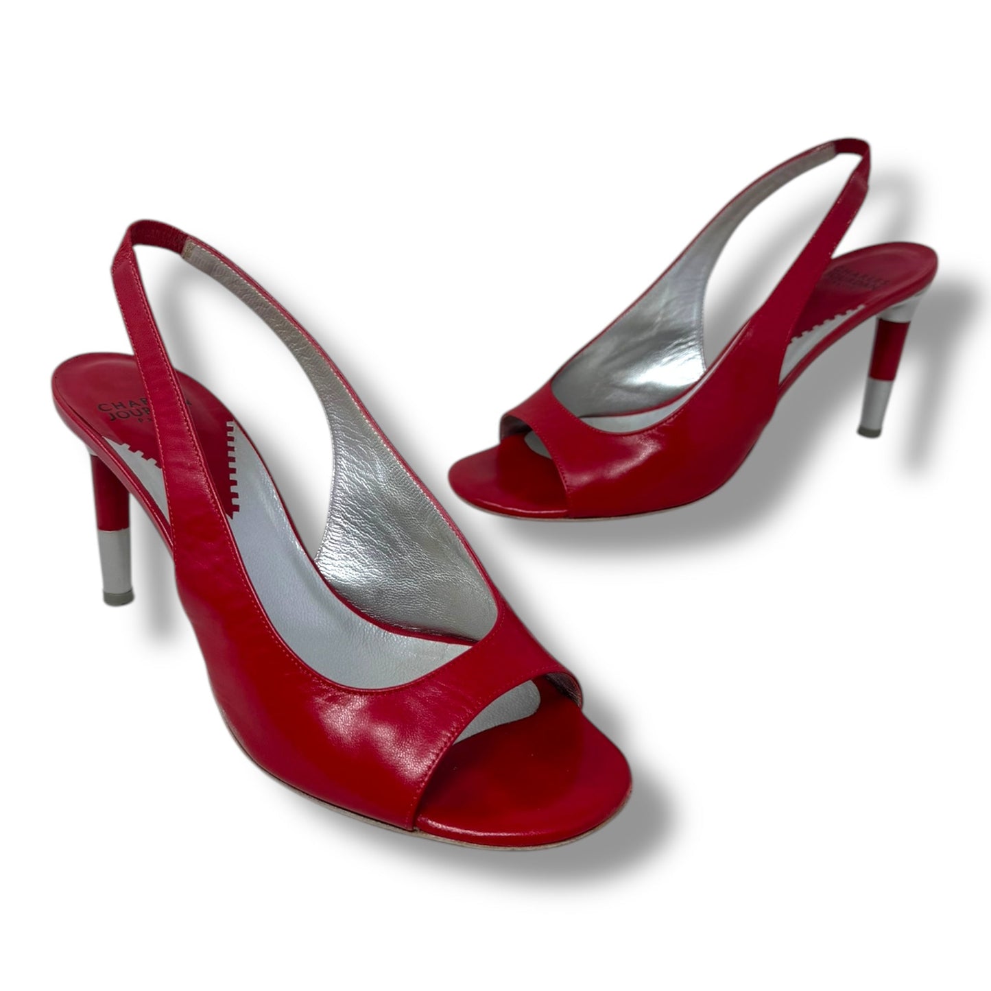 Kidglass Craie Slingback Pumps By Charles Jourdan Paris In Red, Size: 8