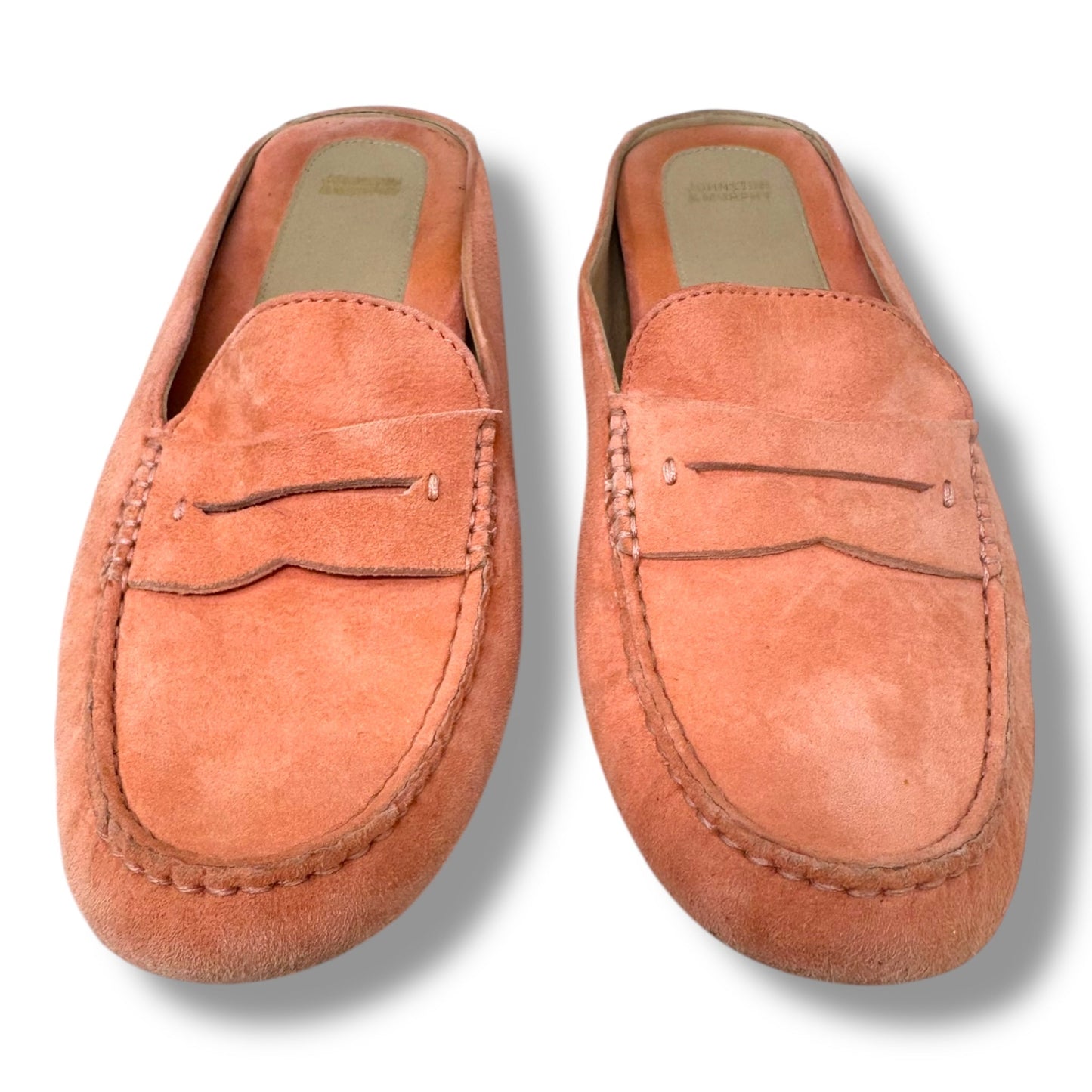 Giada Suede Mules By Johnston & Murphy In Peach, Size: 8