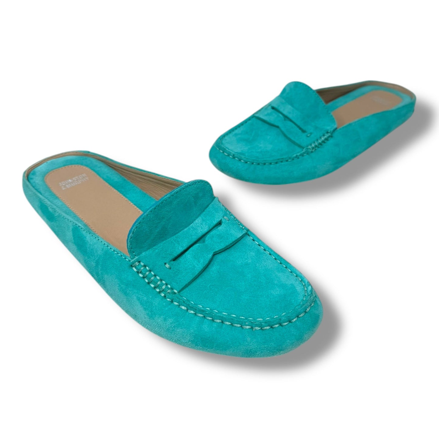 Giada Suede Mules By Johnston & Murphy In Aqua, Size: 8