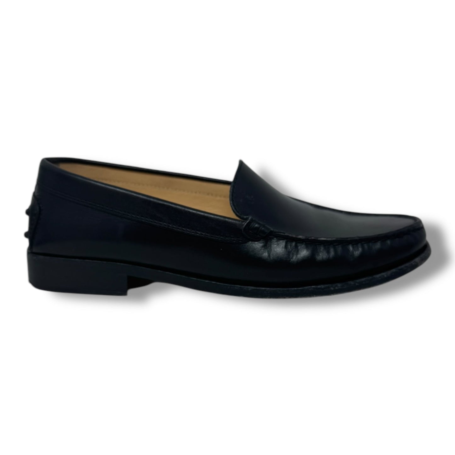 Calfskin Leather Loafers Luxury Designer By Tods In Black, Size: 7