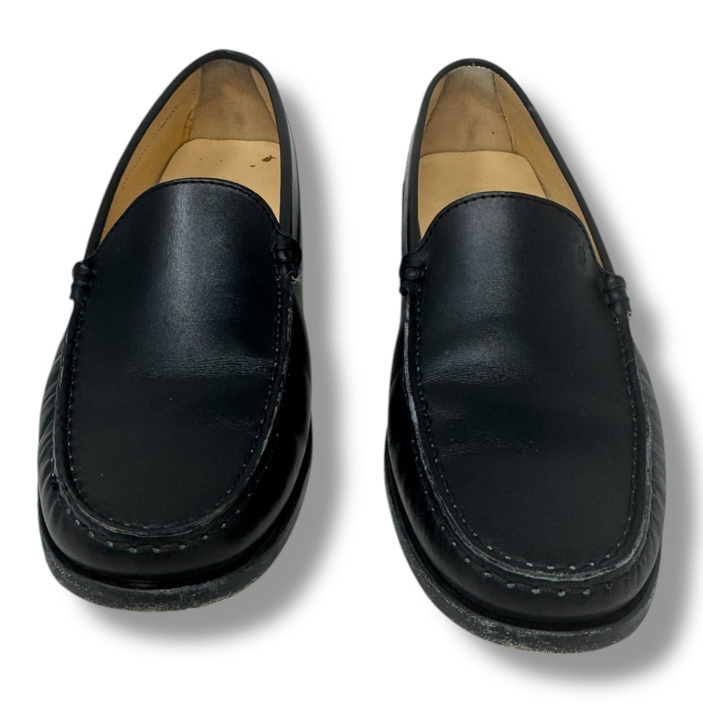 Calfskin Leather Loafers Luxury Designer By Tods In Black, Size: 7