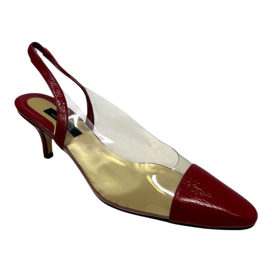 Agata Patent Cap Toe Slingback Shoes Heels Kitten By Susan van der Linde In Rose & Gold, Size: 8.5