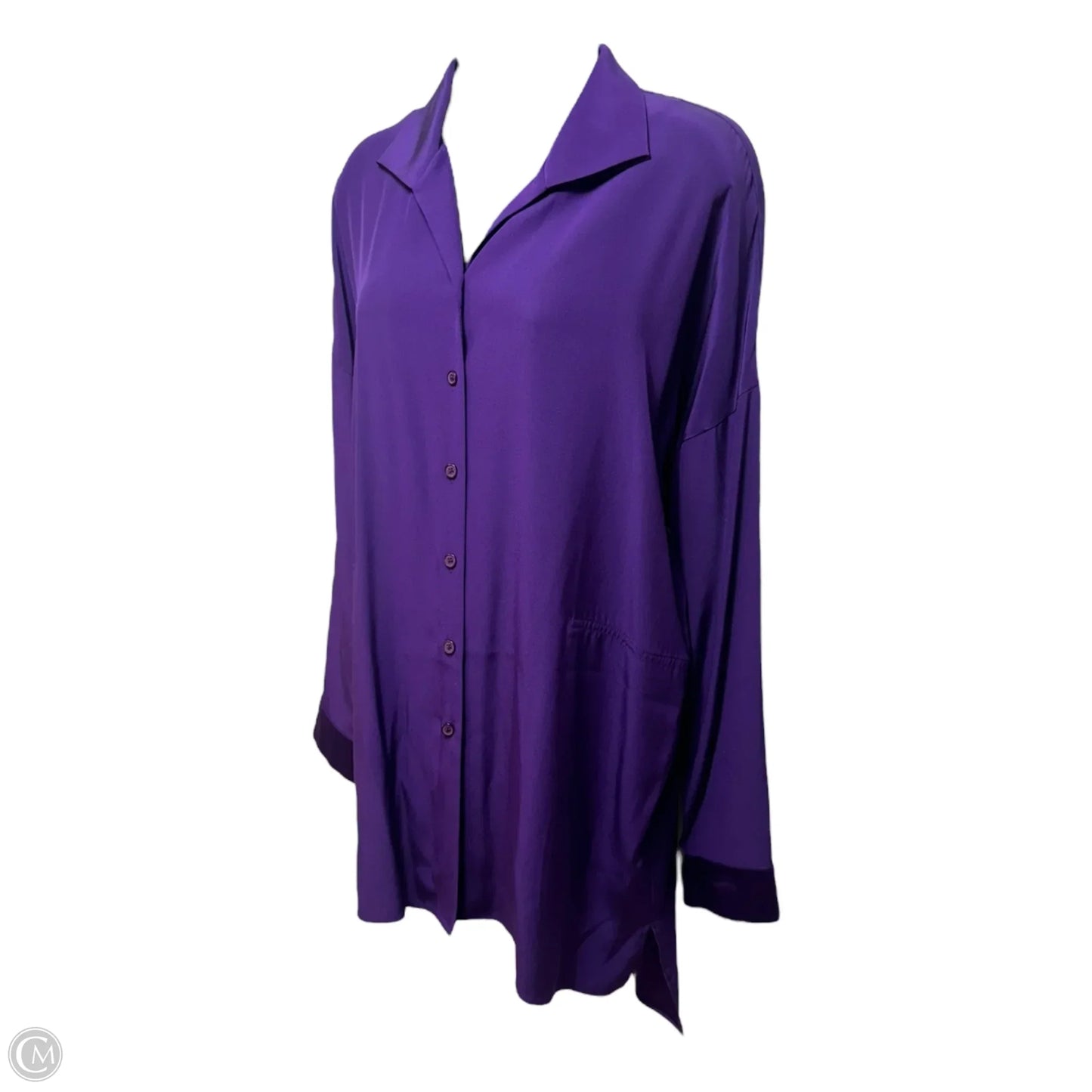 100% Silk Tunic Designer By Lafayette 148 In Purple, Size: S