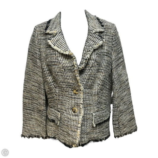 Wool Mohair Tweed Blazer Designer By Escada In Multi-colored, Size: S