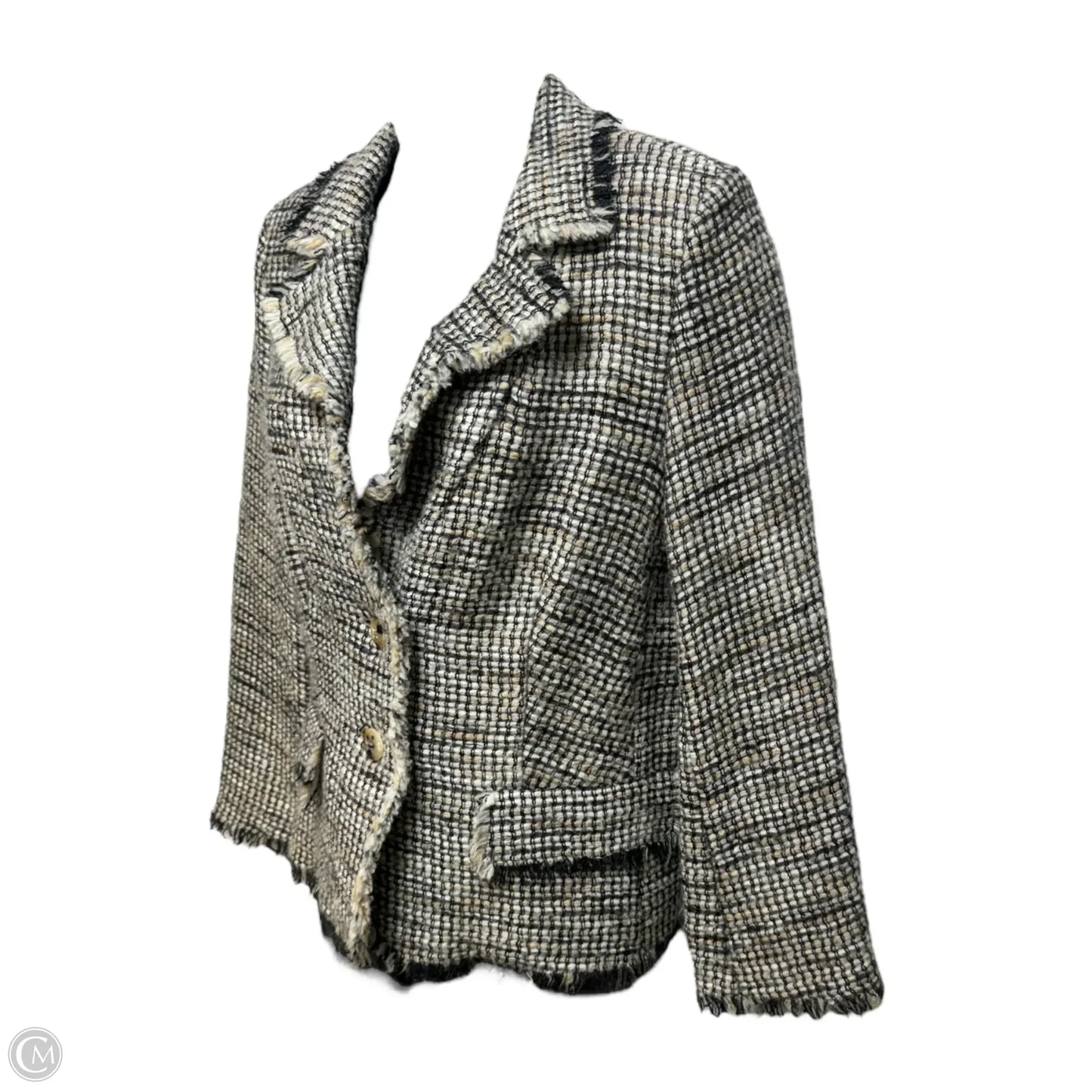 Wool Mohair Tweed Blazer Designer By Escada In Multi-colored, Size: S