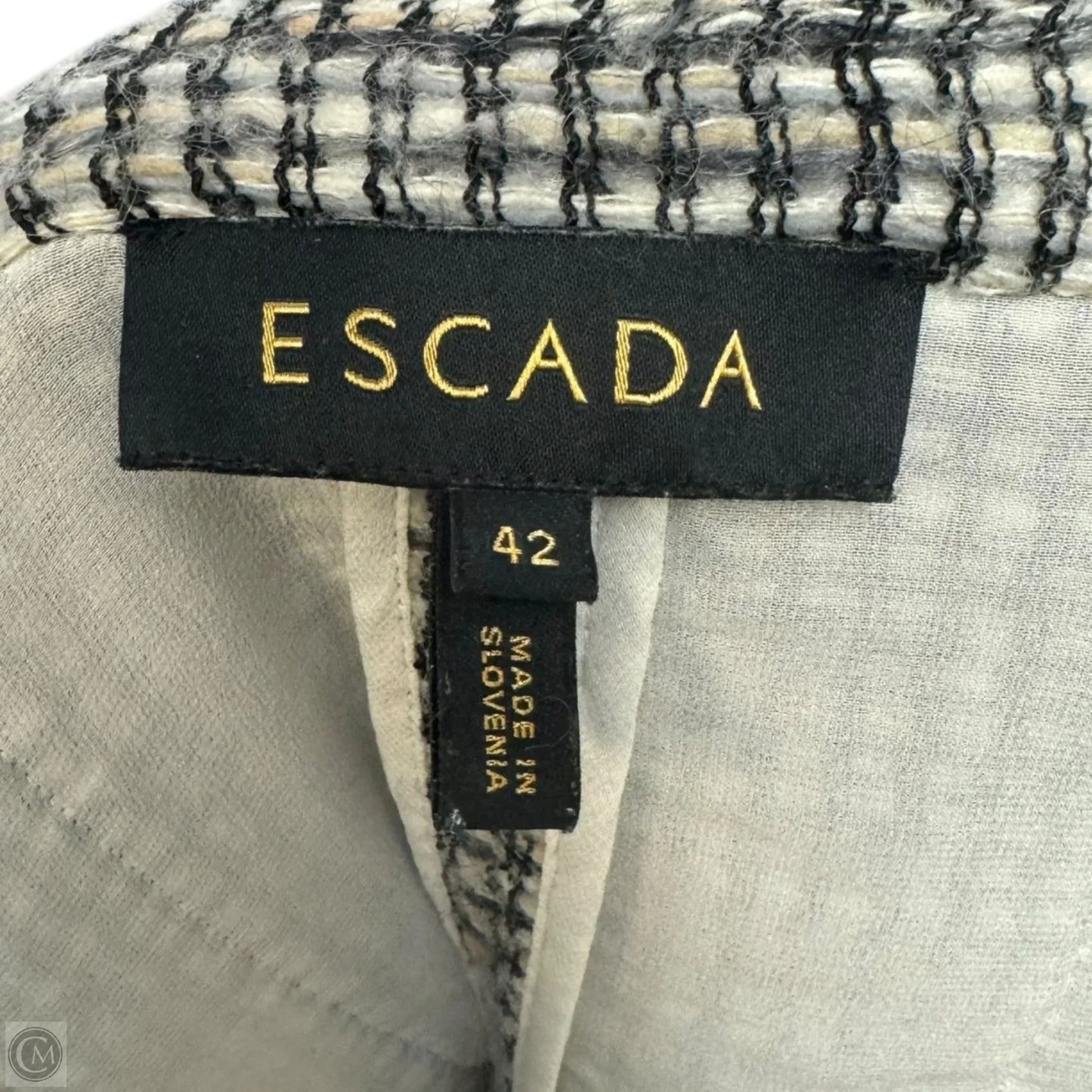 Wool Mohair Tweed Blazer Designer By Escada In Multi-colored, Size: S