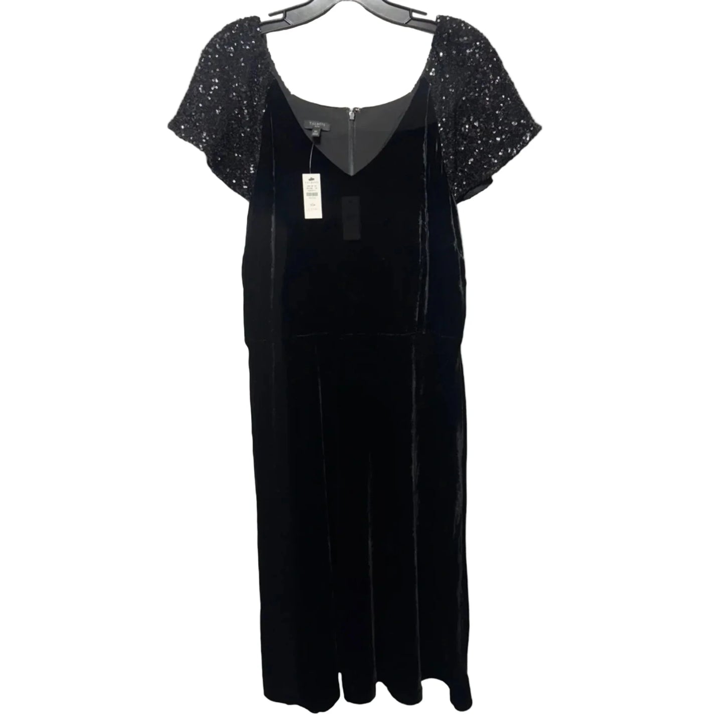 Velvet Sequin Sleeve Party Dress By Talbots In Black, Size: 10p