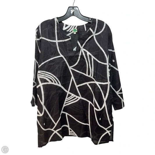 Tunic 3/4 Sleeve By Dolima In Black & Cream, Size: M