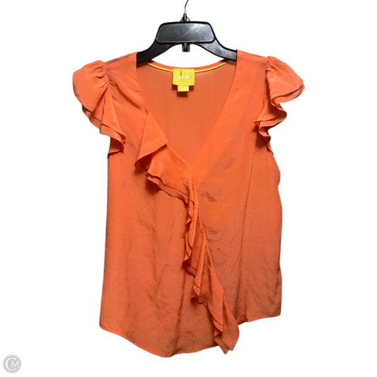 Dipped Chrome Silk Ruffle Top Sleeveless By Maeve In Coral, Size: 2