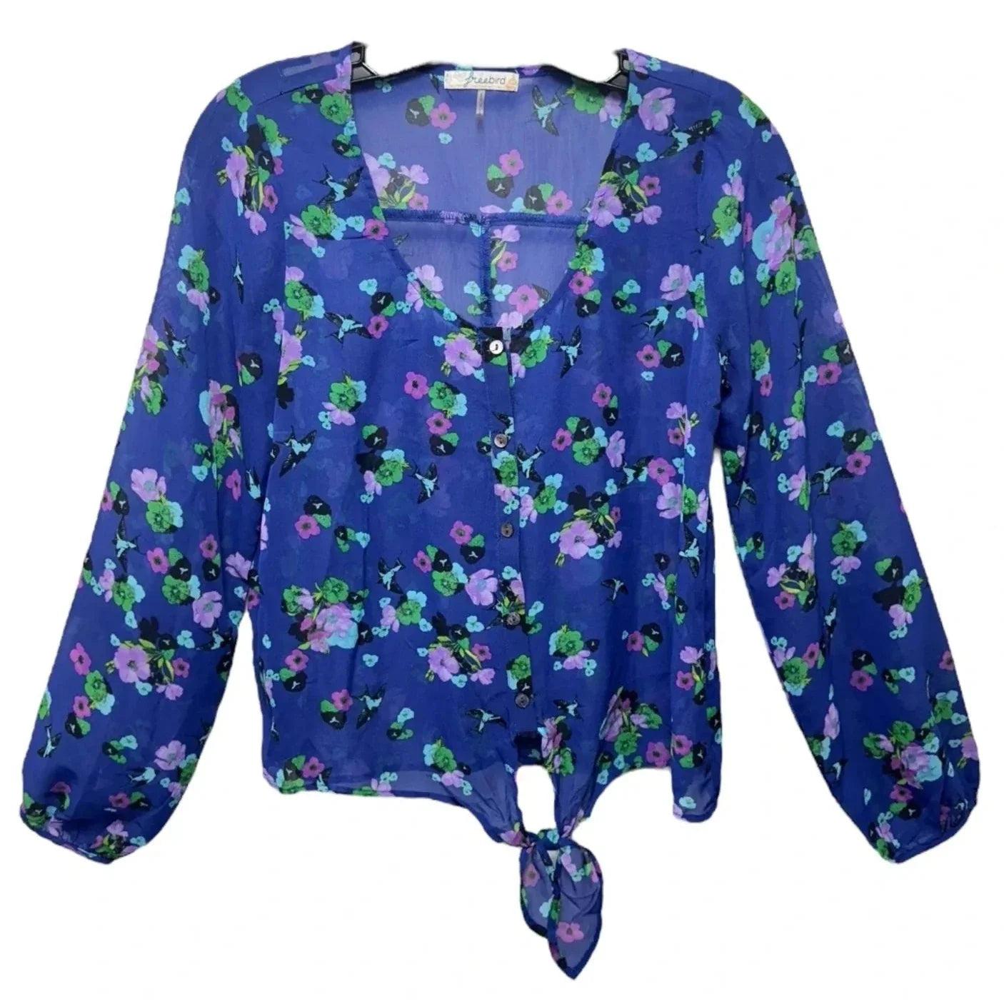 Top Long Sleeve By Freebird In Floral Print, Size: M