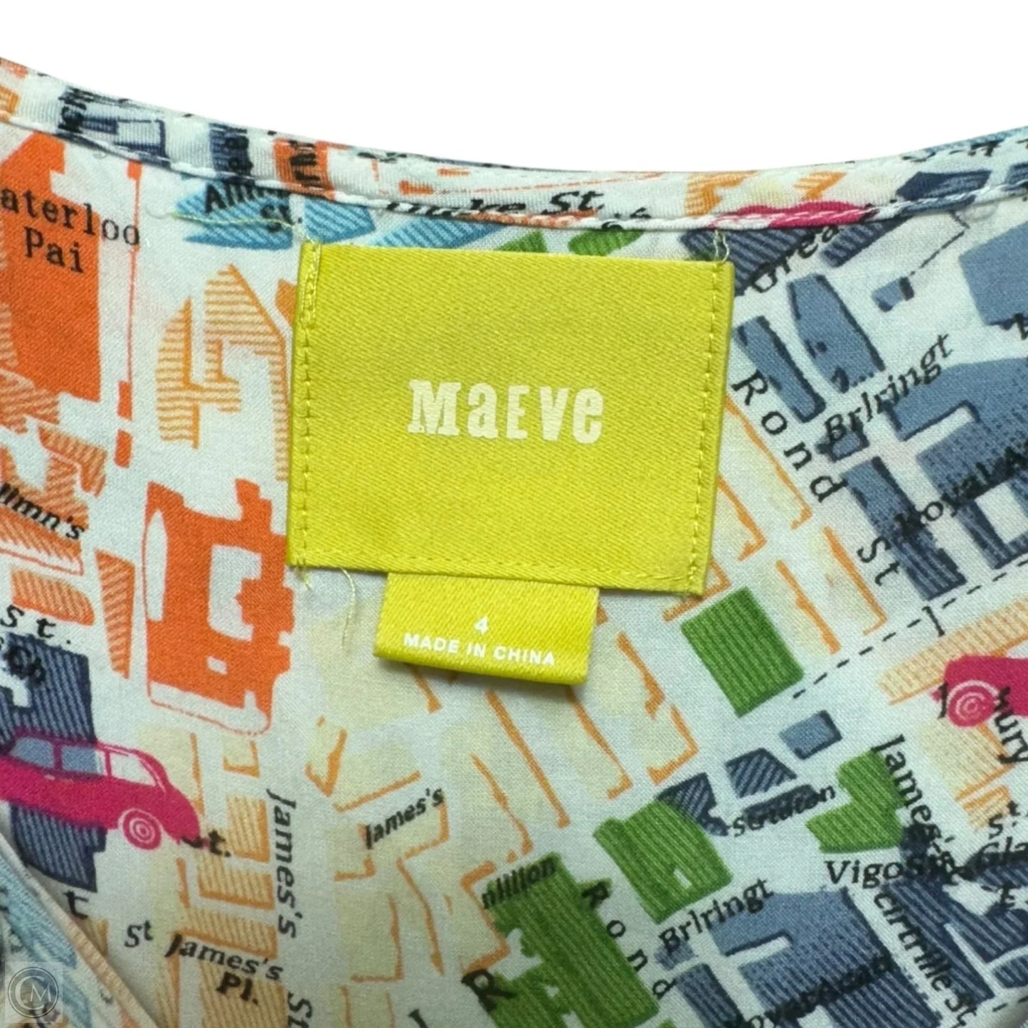 Cartography London Map Print Blouse By Maeve In Multi-colored, Size: 4