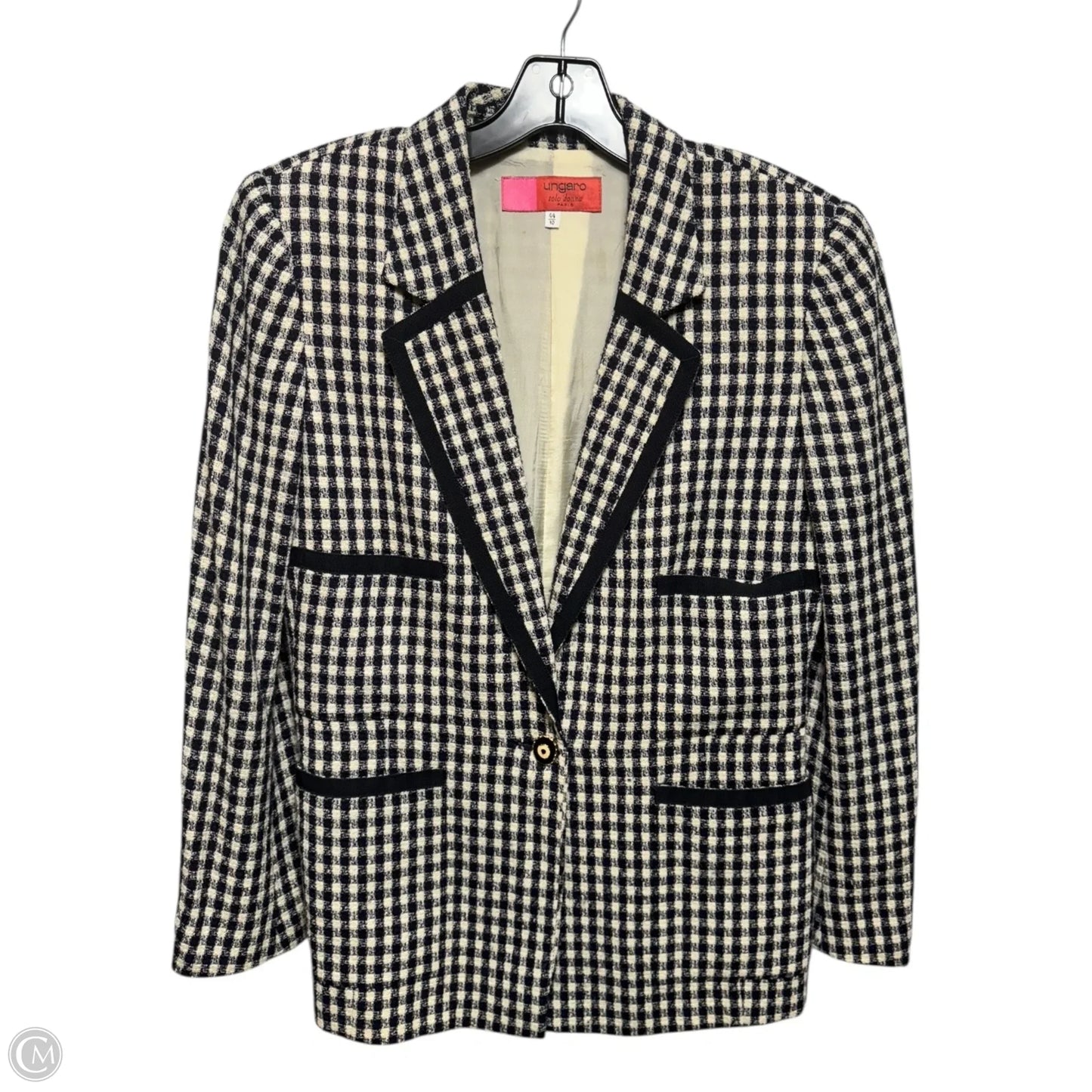 Vintage Blazer By Ungaro In Checkered Pattern, Size: 10
