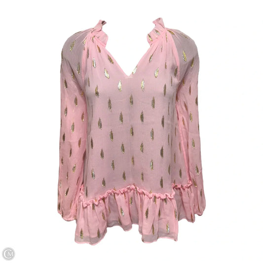 Savanna Top Designer By Lilly Pulitzer In Pink Tropics Tint Diamond Metallic Clip, Size: XS