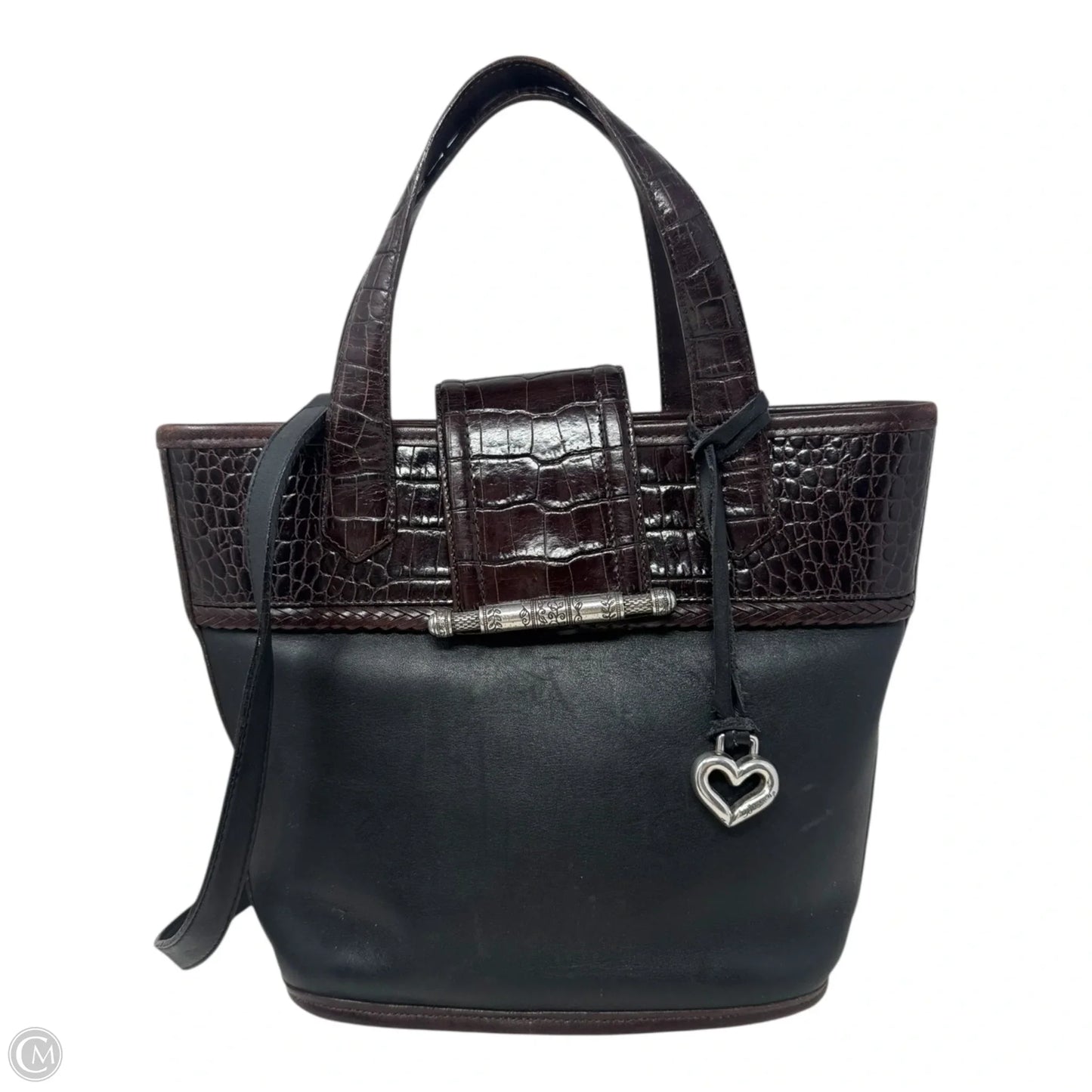 Slim Leather Bucket Handbag Designer By Brighton, Size: Medium