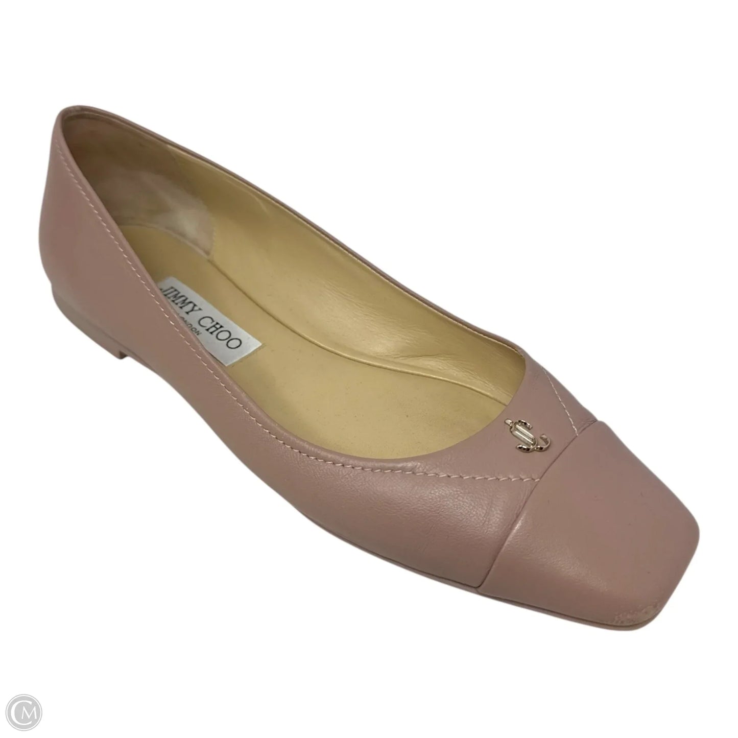 Gisela Napa Leather Ballet Flat Shoes Luxury Designer By Jimmy Choo In Tan, Size: 9