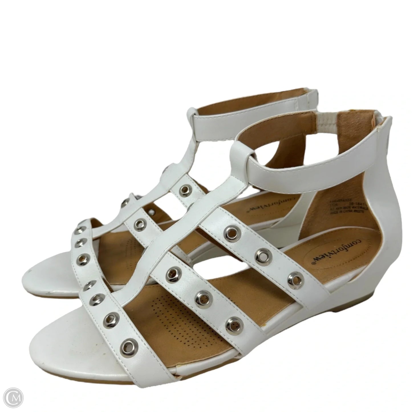Caged Gladiator Sandals  By Comfortview In White, Size: 11