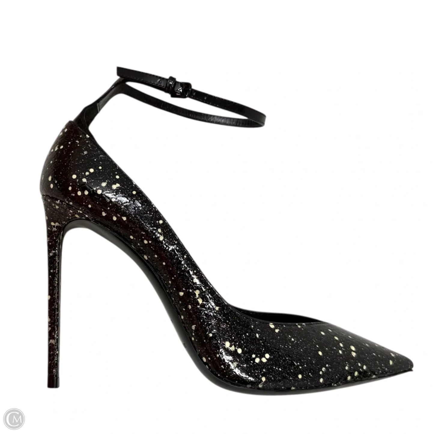 Zoe Stardust Patent Leather D'Orsay Pumps Luxury Designer By Yves Saint Laurent In Black & Cream, Size: 8