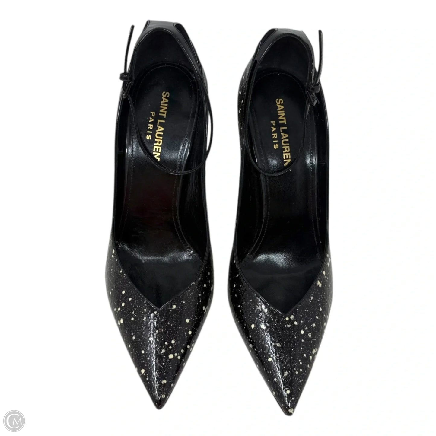 Zoe Stardust Patent Leather D'Orsay Pumps Luxury Designer By Yves Saint Laurent In Black & Cream, Size: 8