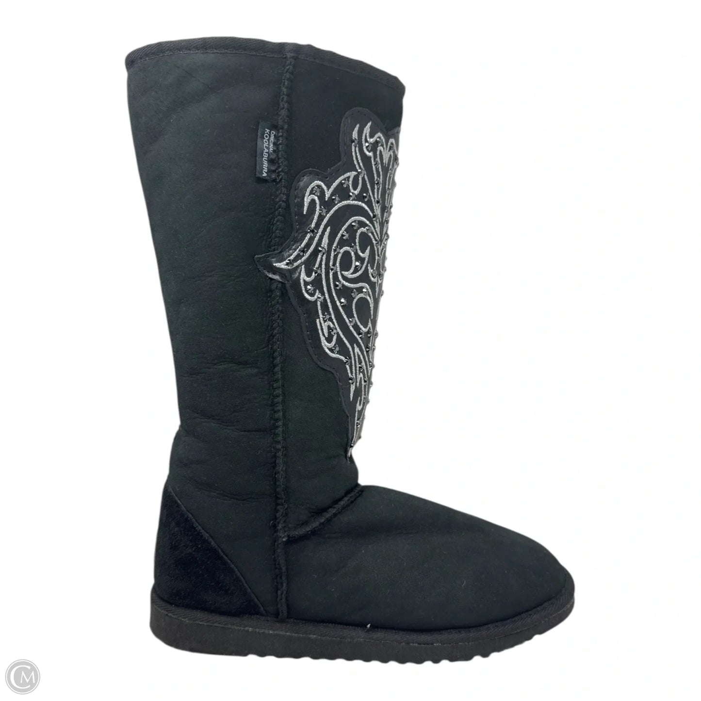 Rhinestone Fur Lined Boots Knee Flats By Koolaburra By Ugg In Black, Size: 9