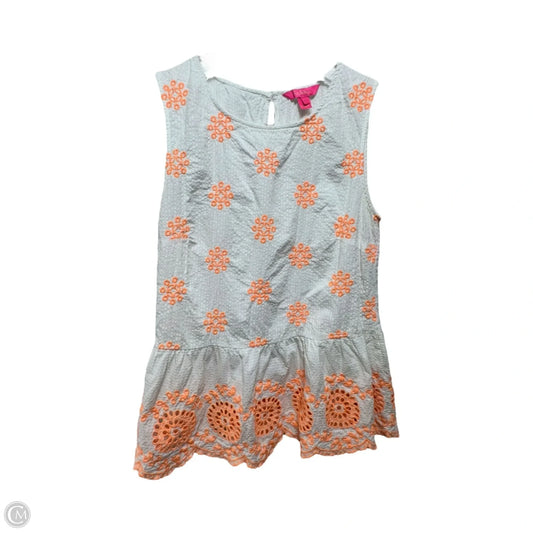 Lilliana Top Designer By Lilly Pulitzer In Cantaloupe Embroidered Seersucker, Size: M