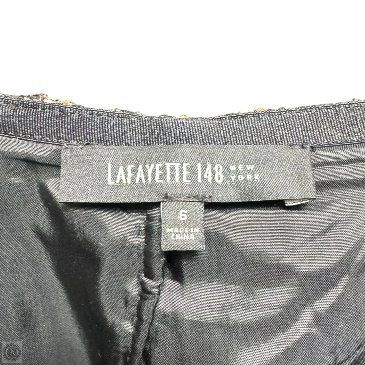 Christina Pencil Skirt Designer By Lafayette 148 In Black & Gold, Size: 6