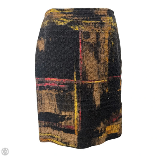 Brush Stroke Tweed Wool Blend Skirt Designer By Lafayette 148 In Black & Gold, Size: 6