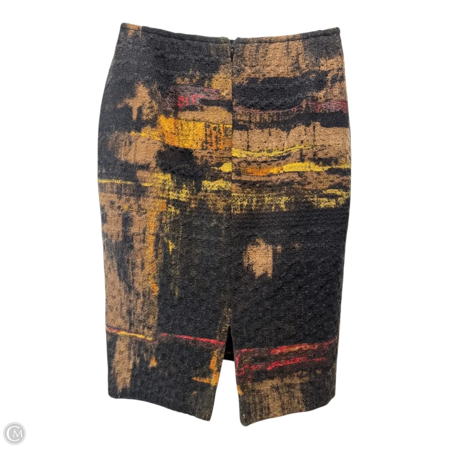 Brush Stroke Tweed Wool Blend Skirt Designer By Lafayette 148 In Black & Gold, Size: 6