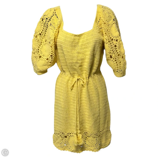 Let the Sunshine In Crochet Mini Dress By Spell In Lemon, Size: S