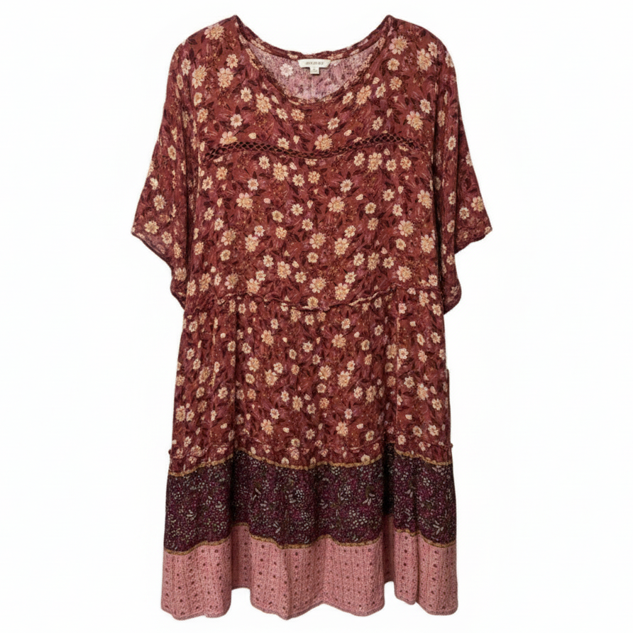 Dress Casual Midi By Knox Rose In Floral Print, Size: 1X