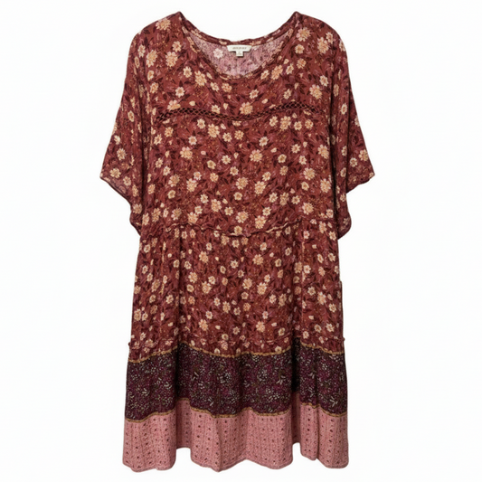 Dress Casual Midi By Knox Rose In Floral Print, Size: 1X