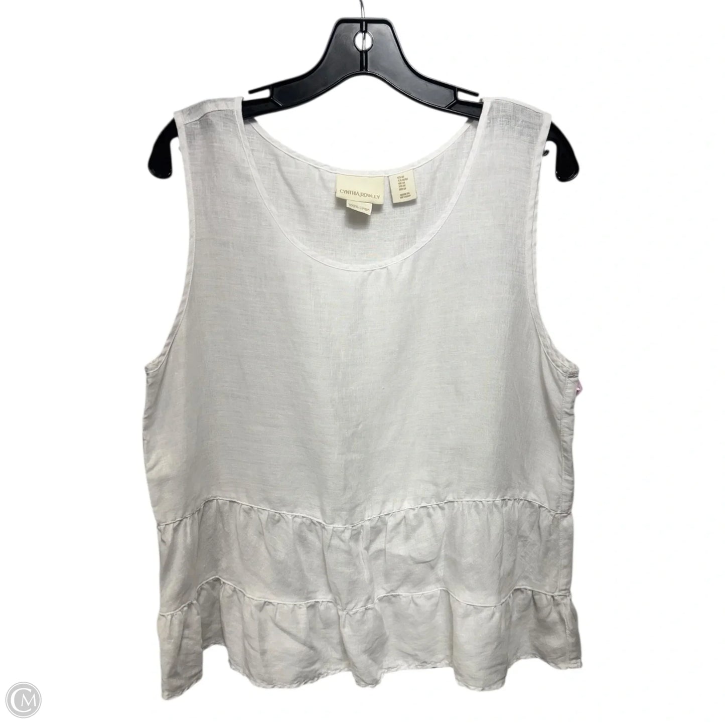 Linen Top Sleeveless By Cynthia Rowley In White, Size: M