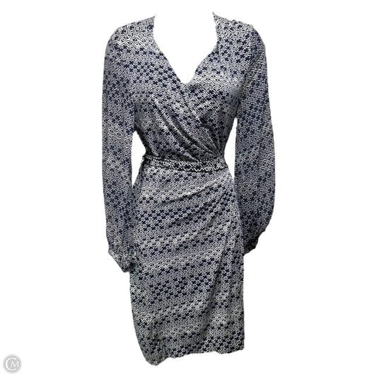 Sigourney Wrap Dress Designer By Diane Von Furstenberg In Blue & White, Size: 6