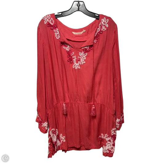Embellished Tunic Long Sleeve By Soft Surroundings In Coral, Size: Xl