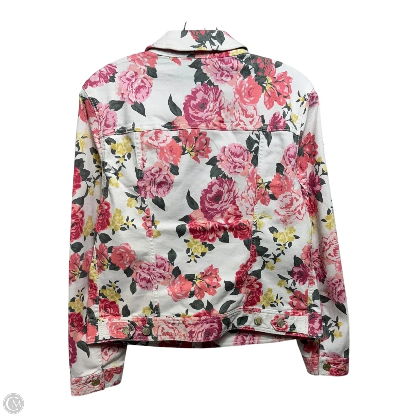 Jacket Denim By Talbots In Floral Print, Size: M