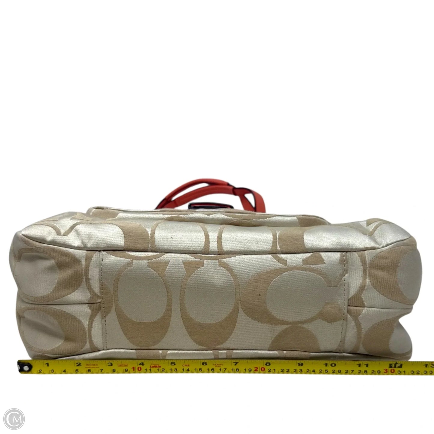 Campbell Hobo Signature C Logo Satchel Shoulder Bag By Coach In Khaki/Coral, Size: Medium