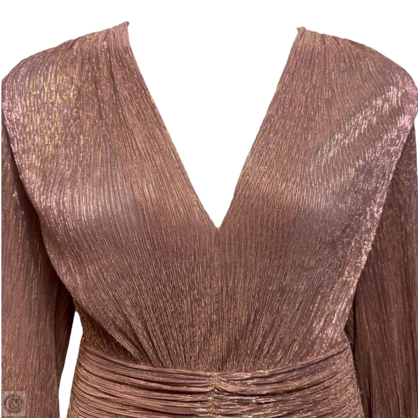Fully Lamé Ruched Dress By Maje In Copper, Size: 10
