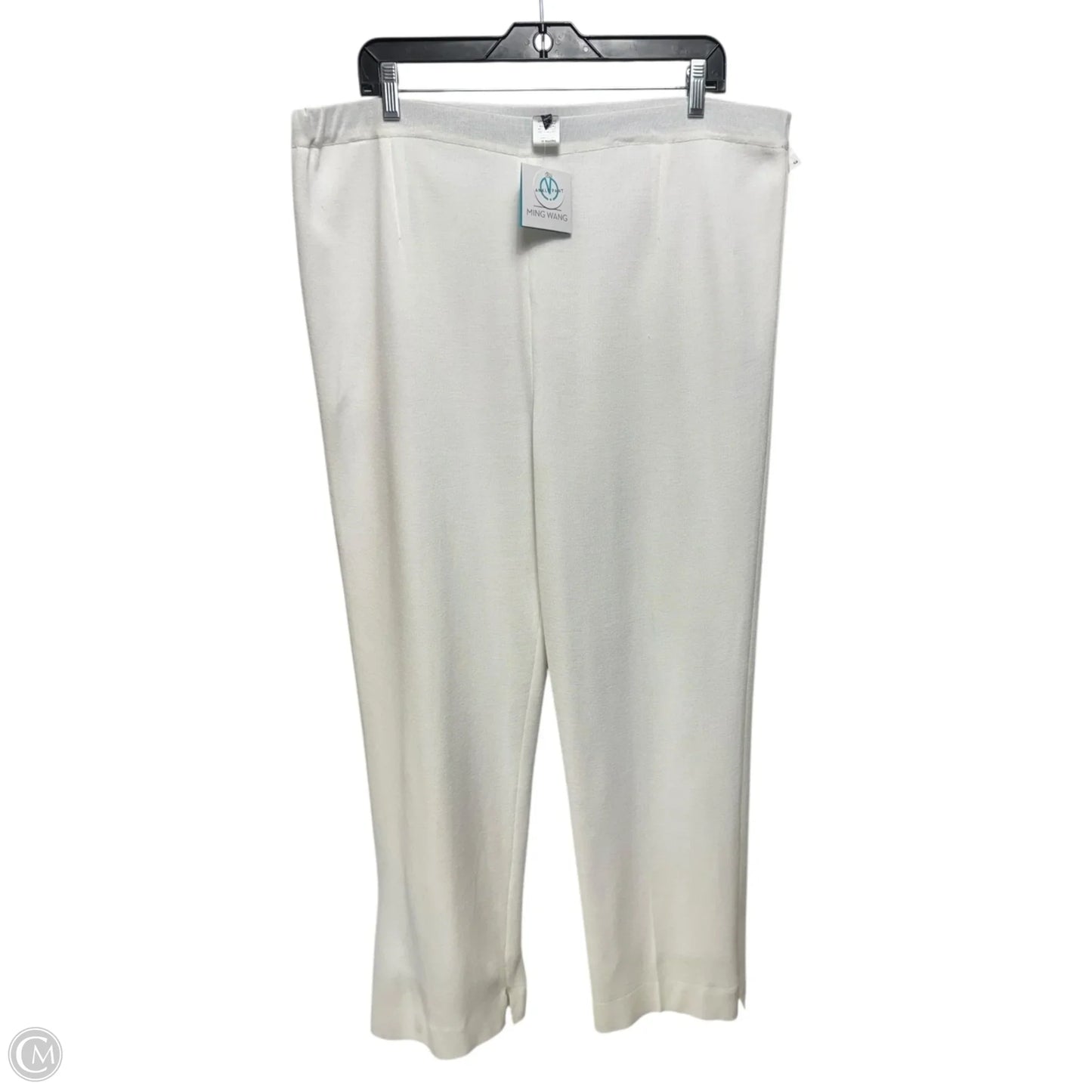 Knit Straight-Leg Ankle Pants By Ming Wang In White, Size: 1X