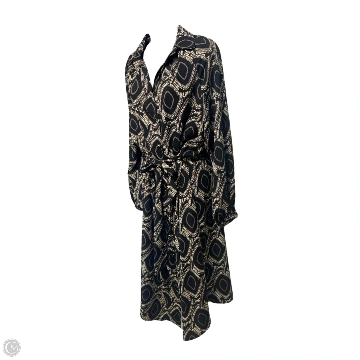 Belted Midi Shirt Dress By Jeff Gallano In Black & Cream, Size: 2