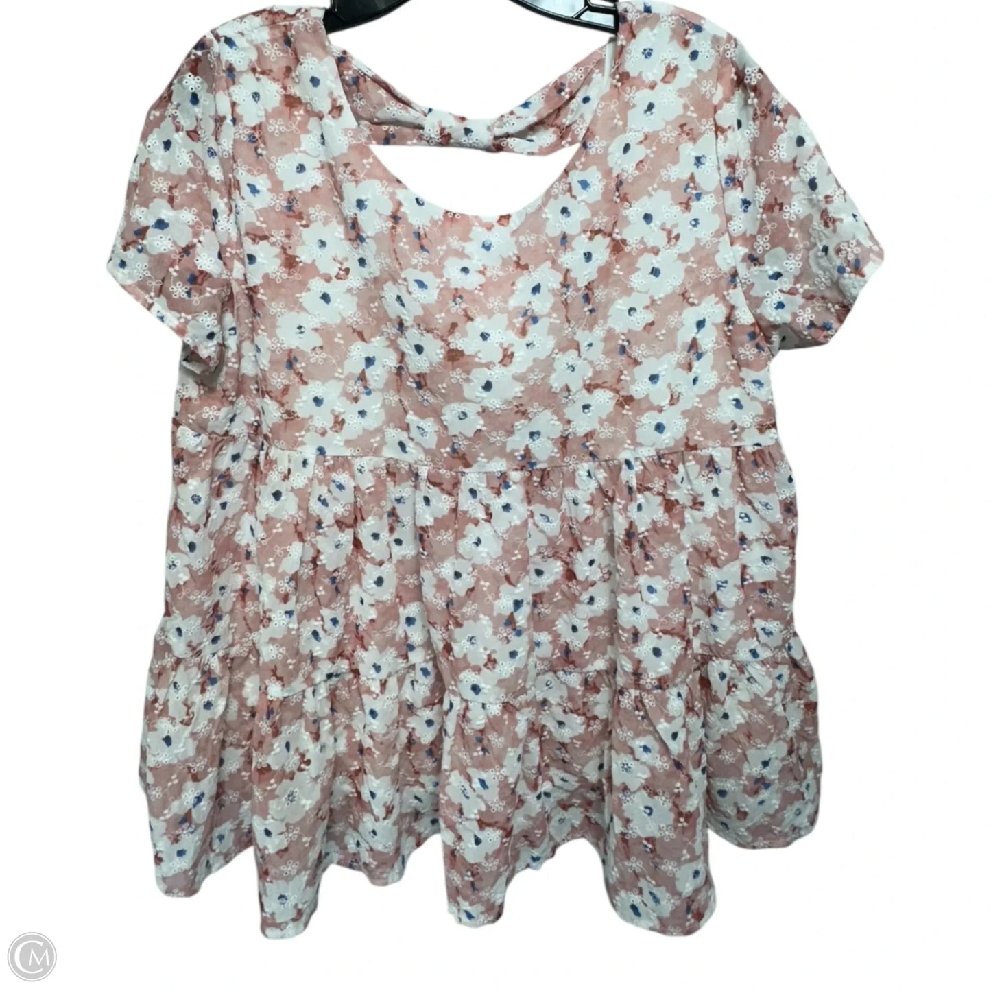Top Short Sleeve By Pink Lily In Floral Print, Size: L